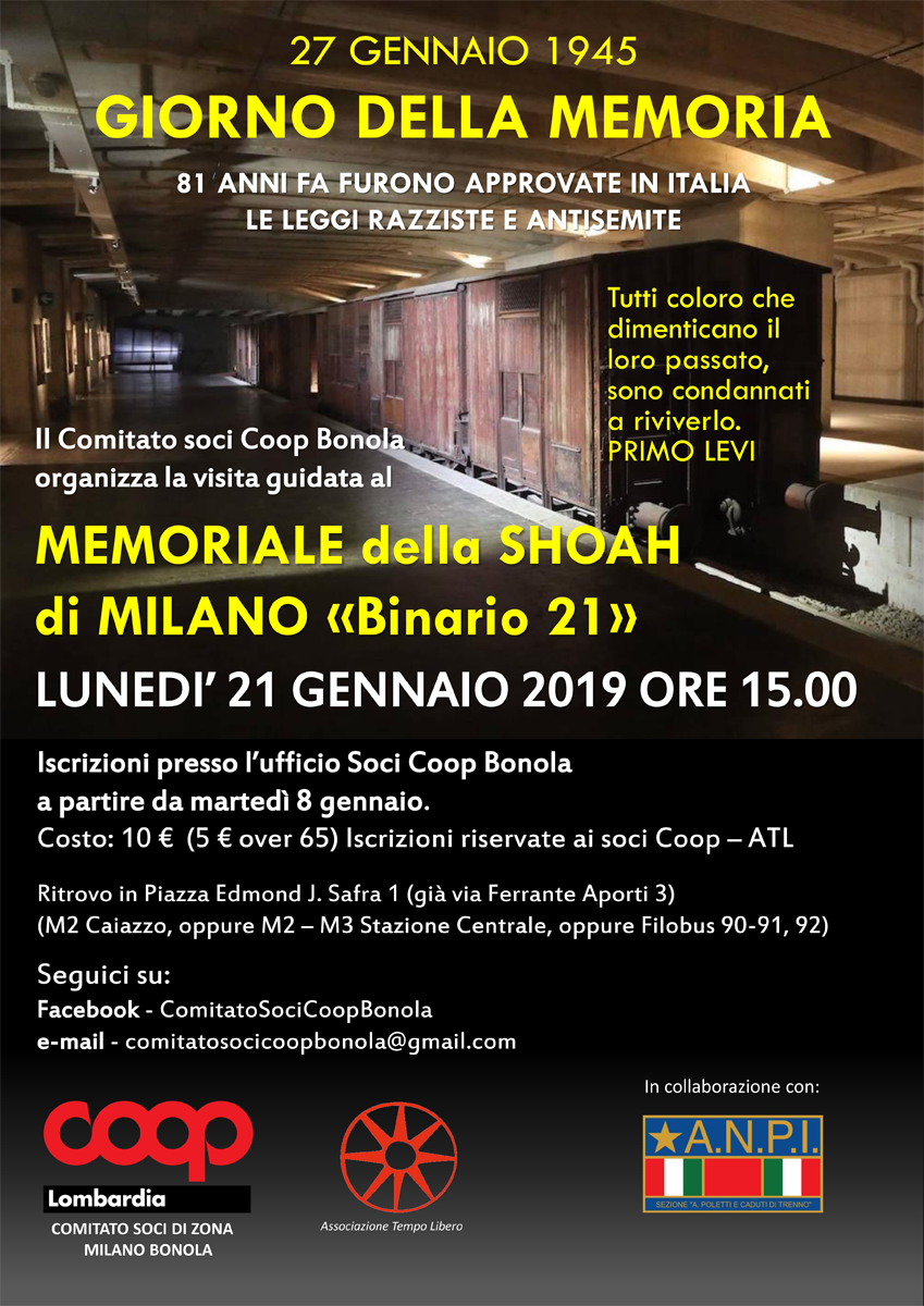 Giornata della memoria 2019 Memoriale della Shoah di Milano Binario 21